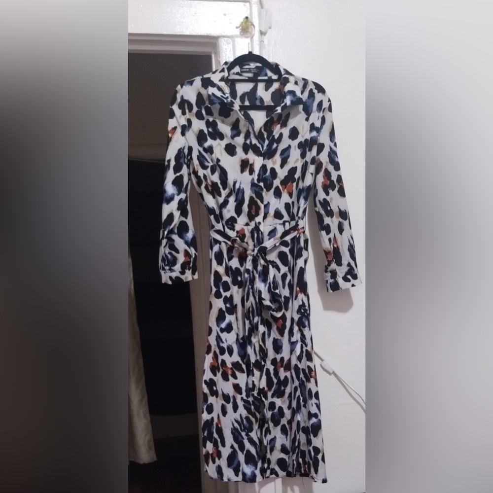 SHEIN Leopard print belted shirt dress #leopardprint.